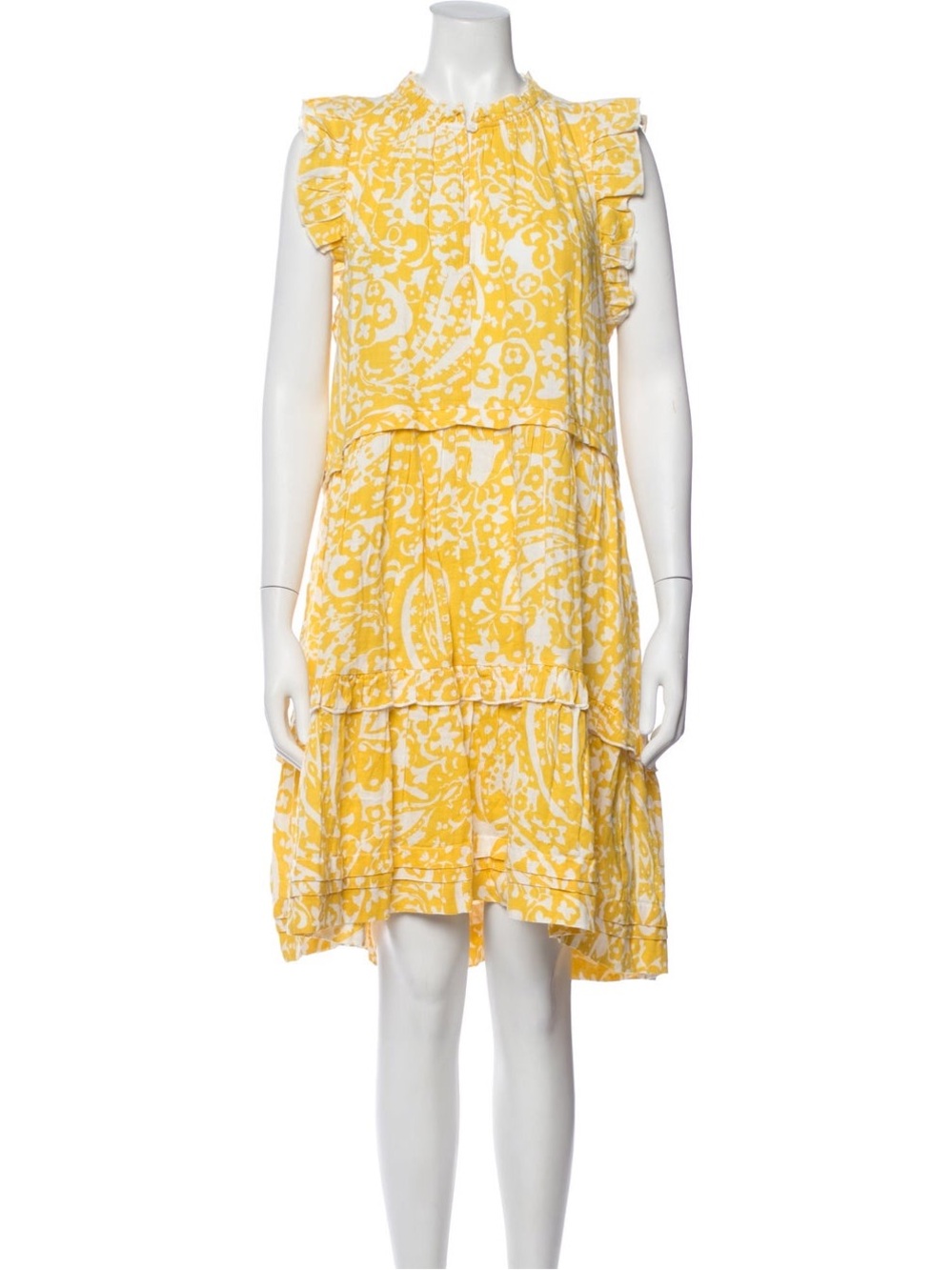 ME+EM Yellow and White Floral Tiered Ruffle Dress
